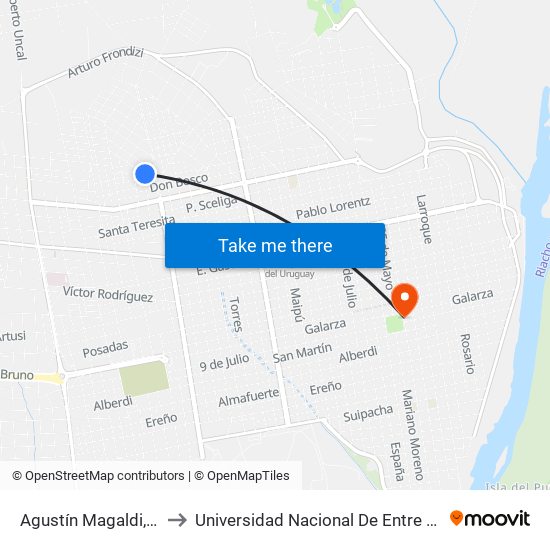 Agustín Magaldi, 38 to Universidad Nacional De Entre Rios map