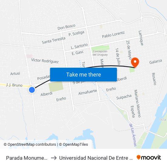 Parada Monumento to Universidad Nacional De Entre Rios map