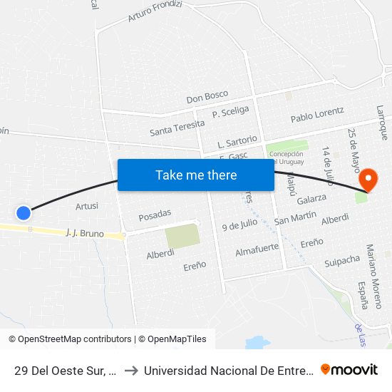 29 Del Oeste Sur, 206 to Universidad Nacional De Entre Rios map