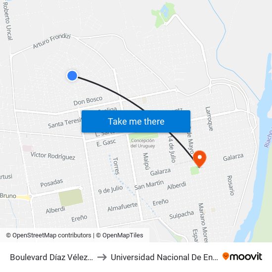 Boulevard Díaz Vélez, 1072 to Universidad Nacional De Entre Rios map