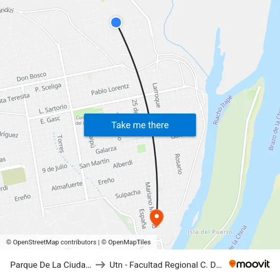 Parque De La Ciudad, 1136 to Utn - Facultad Regional C. Del Uruguay map
