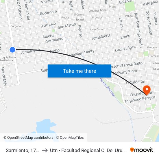 Sarmiento, 1747 to Utn - Facultad Regional C. Del Uruguay map