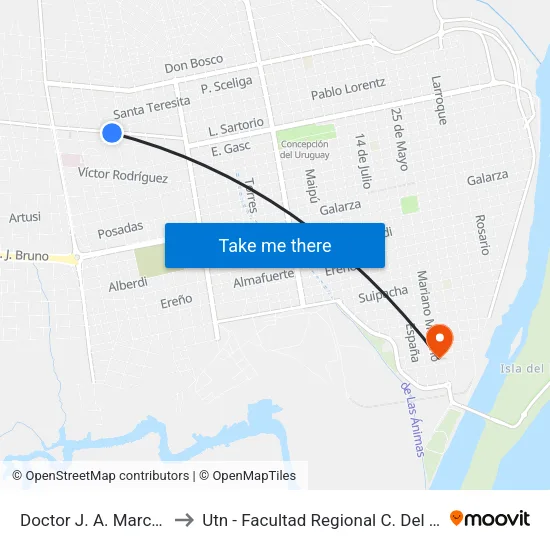 Doctor J. A. Marco, 639 to Utn - Facultad Regional C. Del Uruguay map