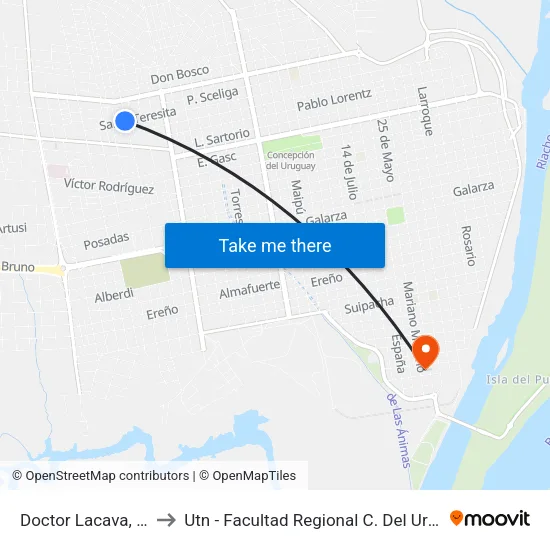 Doctor Lacava, 710 to Utn - Facultad Regional C. Del Uruguay map