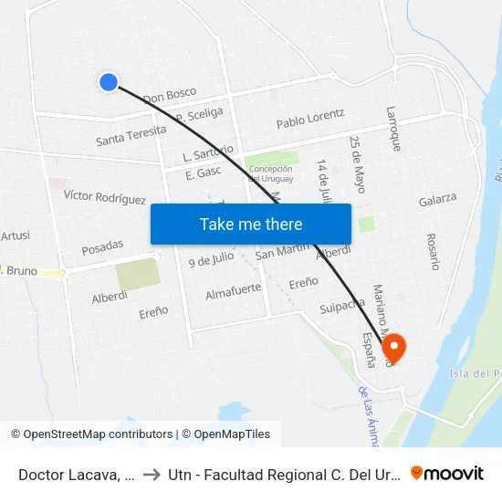 Doctor Lacava, 897 to Utn - Facultad Regional C. Del Uruguay map