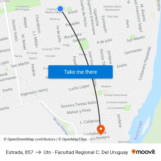 Estrada, 857 to Utn - Facultad Regional C. Del Uruguay map