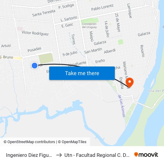 Ingeniero Diez Figueras, 93 to Utn - Facultad Regional C. Del Uruguay map