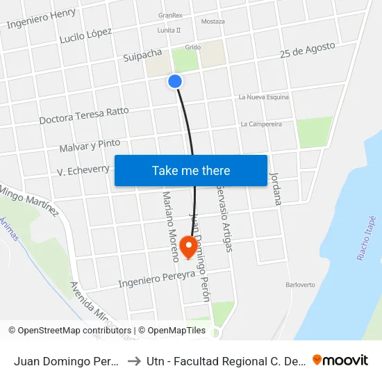 Juan Domingo Perón, 463 to Utn - Facultad Regional C. Del Uruguay map