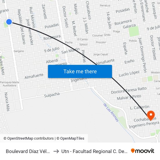 Boulevard Díaz Vélez, 290 to Utn - Facultad Regional C. Del Uruguay map
