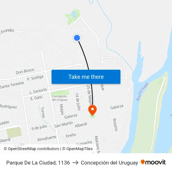 Parque De La Ciudad, 1136 to Concepción del Uruguay map