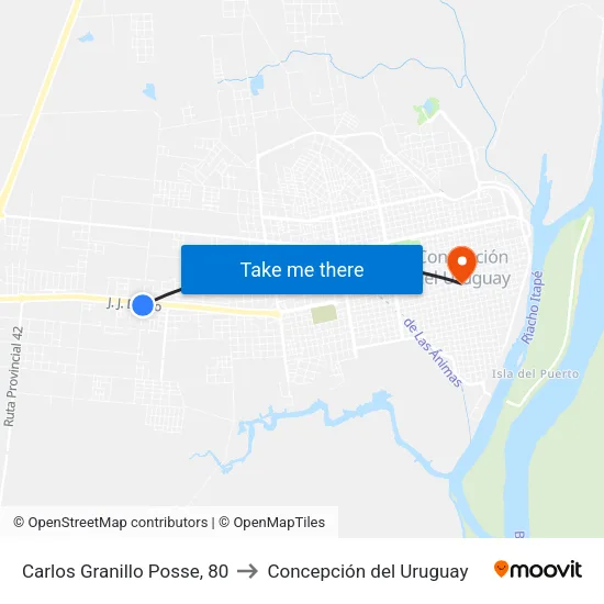 Carlos Granillo Posse, 80 to Concepción del Uruguay map