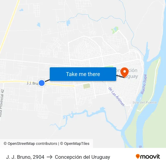 J. J. Bruno, 2904 to Concepción del Uruguay map
