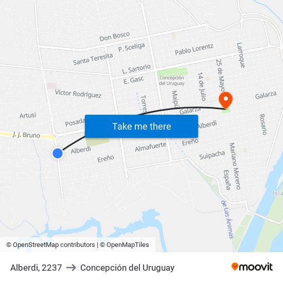 Alberdi, 2237 to Concepción del Uruguay map