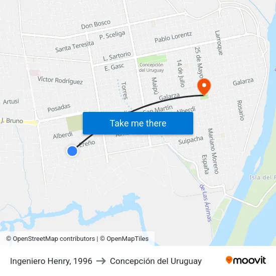 Ingeniero Henry, 1996 to Concepción del Uruguay map