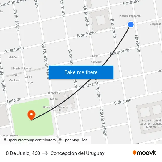 8 De Junio, 460 to Concepción del Uruguay map