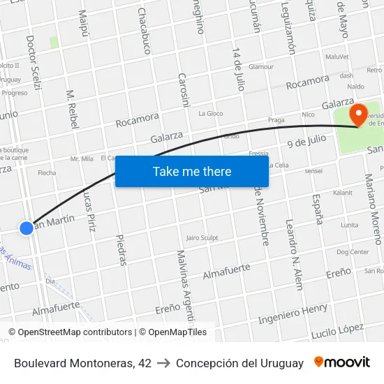 Boulevard Montoneras, 42 to Concepción del Uruguay map