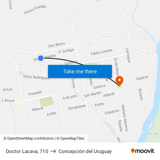 Doctor Lacava, 710 to Concepción del Uruguay map