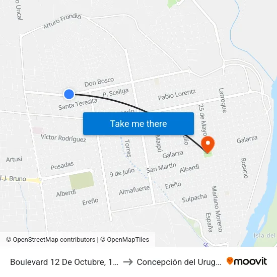 Boulevard 12 De Octubre, 1861 to Concepción del Uruguay map