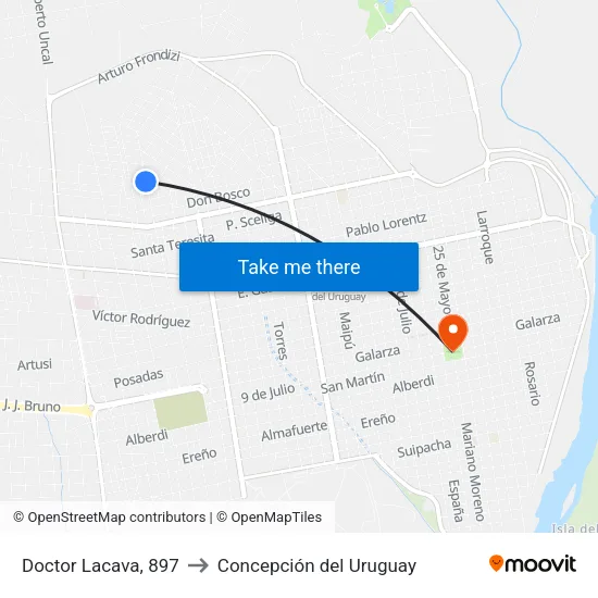 Doctor Lacava, 897 to Concepción del Uruguay map