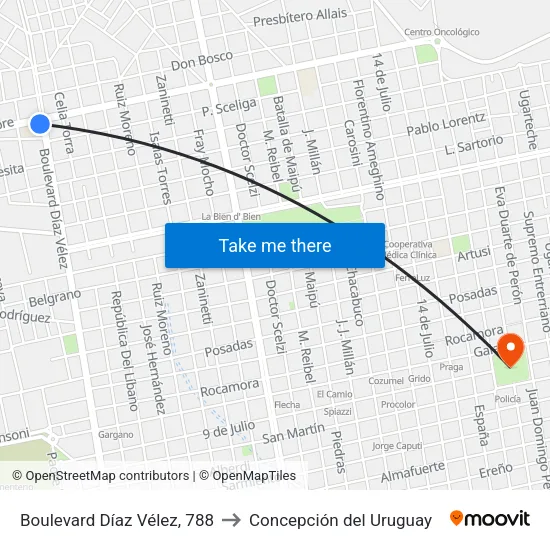 Boulevard Díaz Vélez, 788 to Concepción del Uruguay map