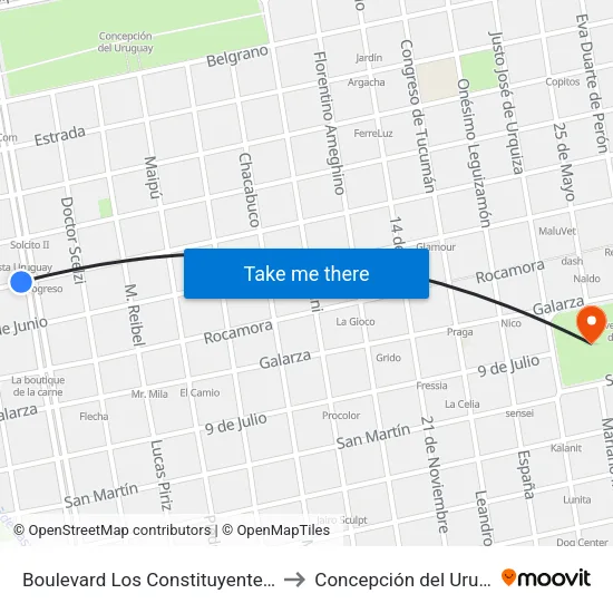 Boulevard Los Constituyentes, 205 to Concepción del Uruguay map