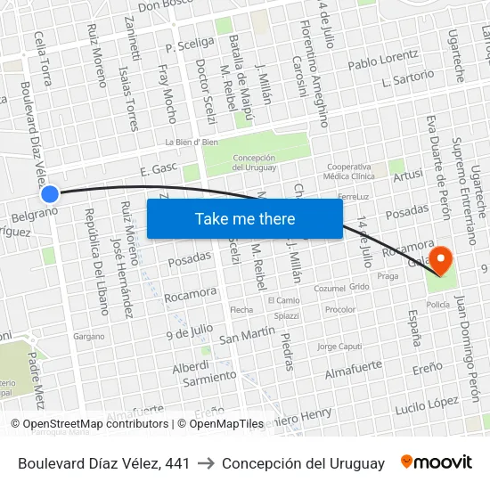 Boulevard Díaz Vélez, 441 to Concepción del Uruguay map
