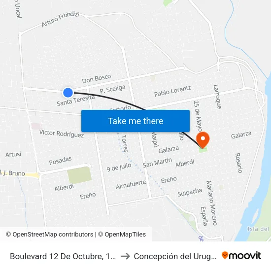 Boulevard 12 De Octubre, 1861 to Concepción del Uruguay map