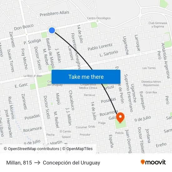 Millan, 815 to Concepción del Uruguay map