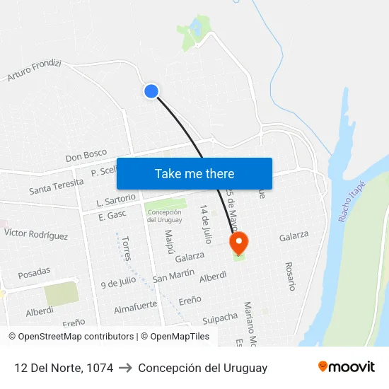 12 Del Norte, 1074 to Concepción del Uruguay map