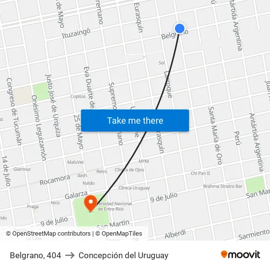 Belgrano, 404 to Concepción del Uruguay map