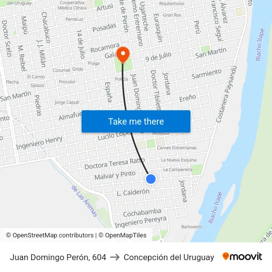Juan Domingo Perón, 604 to Concepción del Uruguay map