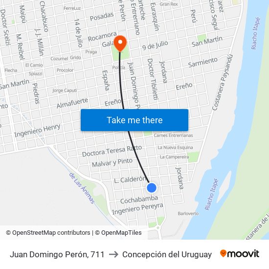 Juan Domingo Perón, 711 to Concepción del Uruguay map