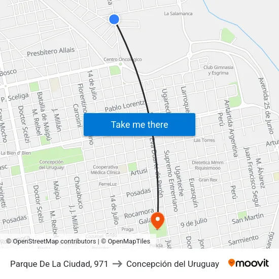 Parque De La Ciudad, 971 to Concepción del Uruguay map