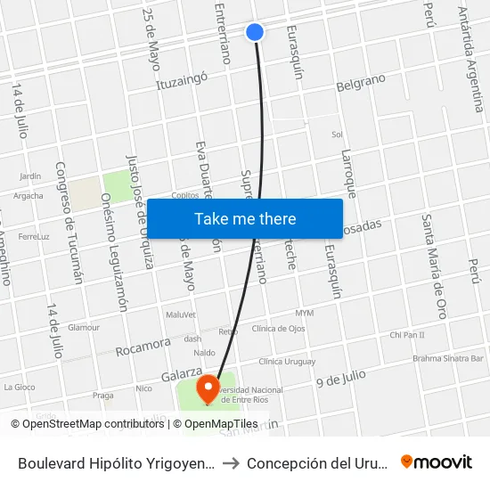 Boulevard Hipólito Yrigoyen, 571 to Concepción del Uruguay map