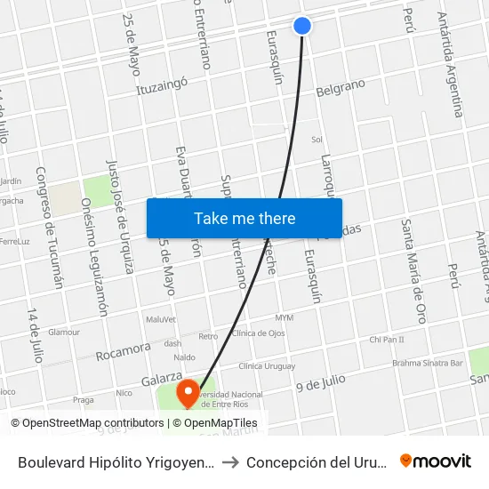 Boulevard Hipólito Yrigoyen, 451 to Concepción del Uruguay map