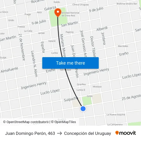 Juan Domingo Perón, 463 to Concepción del Uruguay map