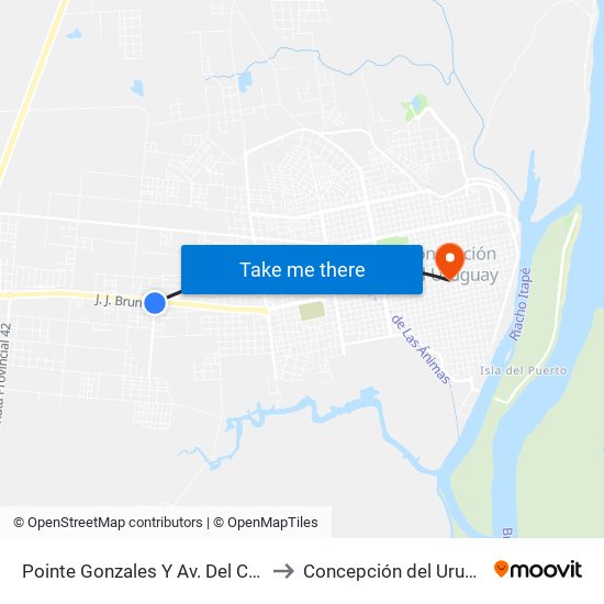 Pointe Gonzales Y Av. Del Ciervo to Concepción del Uruguay map