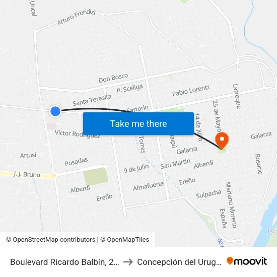 Boulevard Ricardo Balbín, 2099 to Concepción del Uruguay map