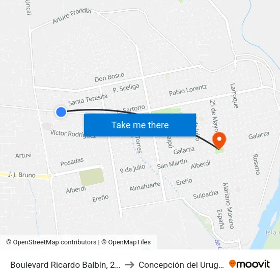 Boulevard Ricardo Balbín, 2027 to Concepción del Uruguay map
