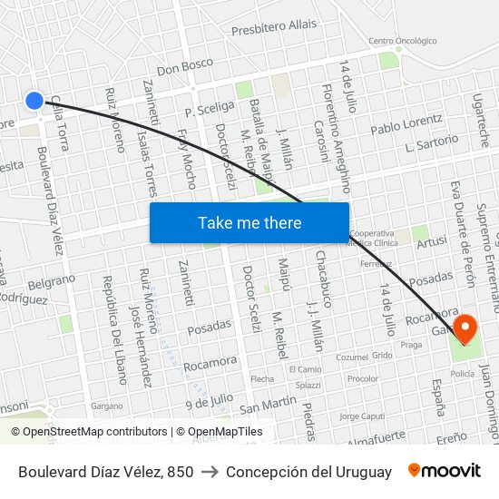Boulevard Díaz Vélez, 850 to Concepción del Uruguay map