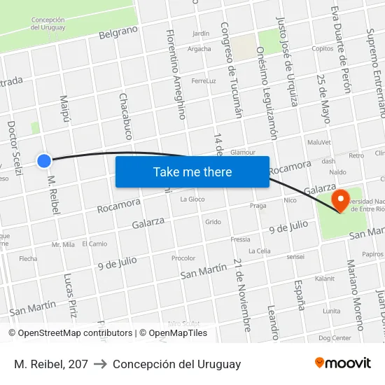 M. Reibel, 207 to Concepción del Uruguay map