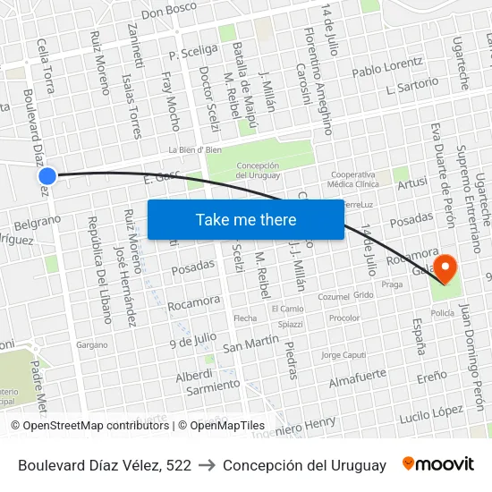 Boulevard Díaz Vélez, 522 to Concepción del Uruguay map