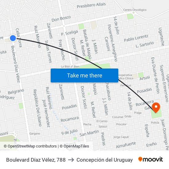 Boulevard Díaz Vélez, 788 to Concepción del Uruguay map
