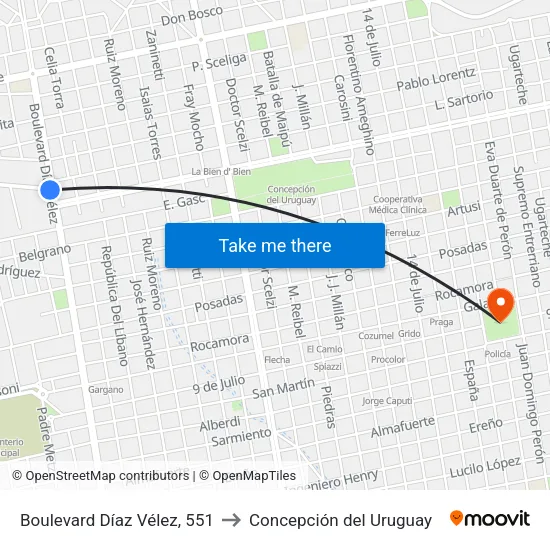 Boulevard Díaz Vélez, 551 to Concepción del Uruguay map