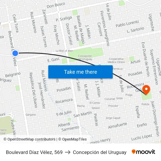 Boulevard Díaz Vélez, 569 to Concepción del Uruguay map
