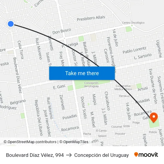 Boulevard Díaz Vélez, 994 to Concepción del Uruguay map