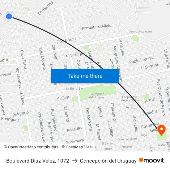Boulevard Díaz Vélez, 1072 to Concepción del Uruguay map