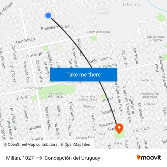 Millan, 1027 to Concepción del Uruguay map