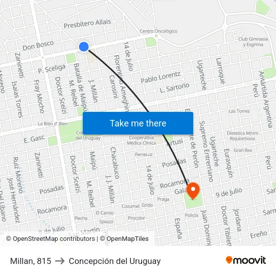Millan, 815 to Concepción del Uruguay map