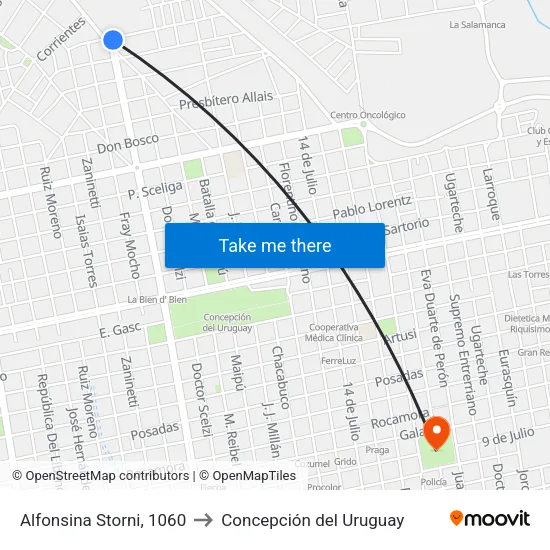 Alfonsina Storni, 1060 to Concepción del Uruguay map
